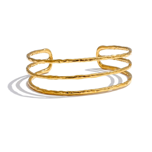 Layered hollow cuff open minimalist bracelet bangle women - product image