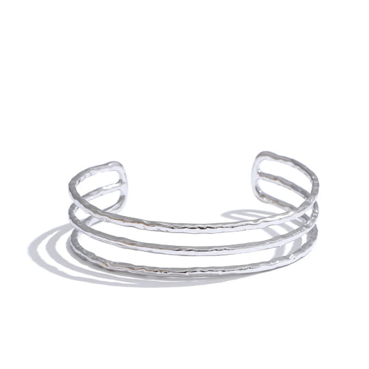 Layered hollow cuff open minimalist bracelet bangle women - product image