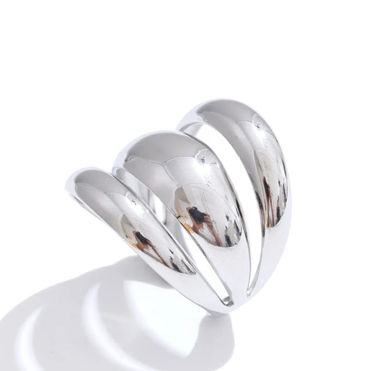 Layered hollow open abstract adjustable ring women - product image