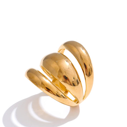 Layered hollow open abstract adjustable ring women - product image