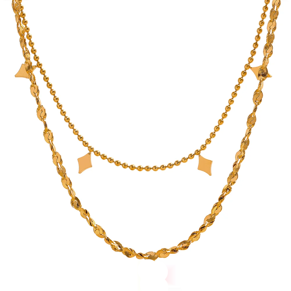 Layered link chain gold color thin necklace - product image
