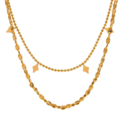 Layered link chain gold color thin necklace - product image