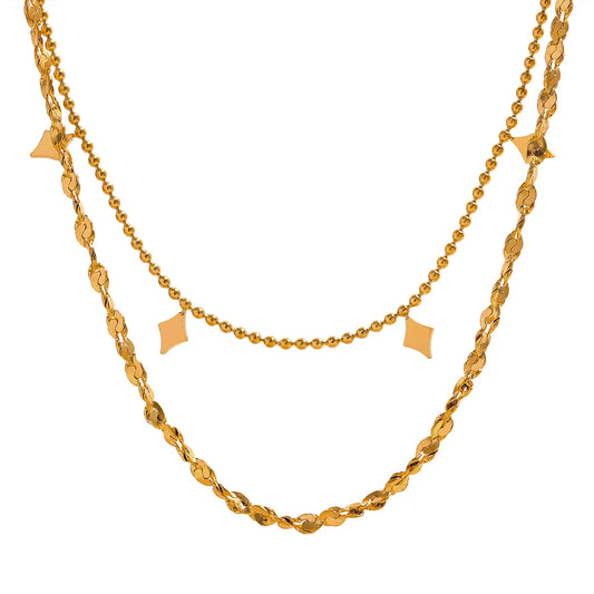 Layered link chain gold color thin necklace - product image