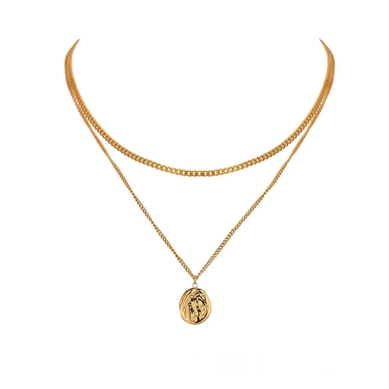 Layered metal texture abstract statement pendant - product image