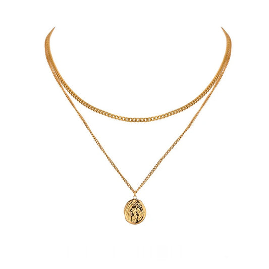 Layered metal texture abstract statement pendant - product image