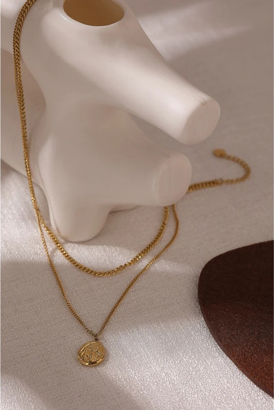 Layered metal texture abstract statement pendant - product image