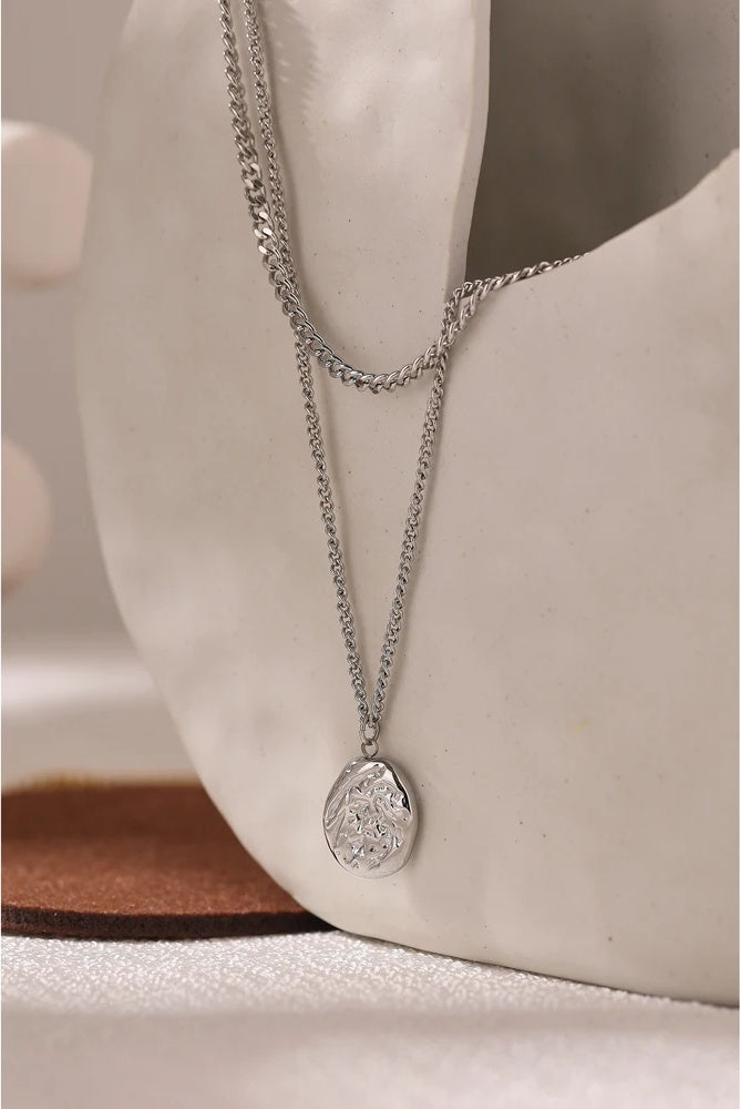 Layered metal texture abstract statement pendant - product image