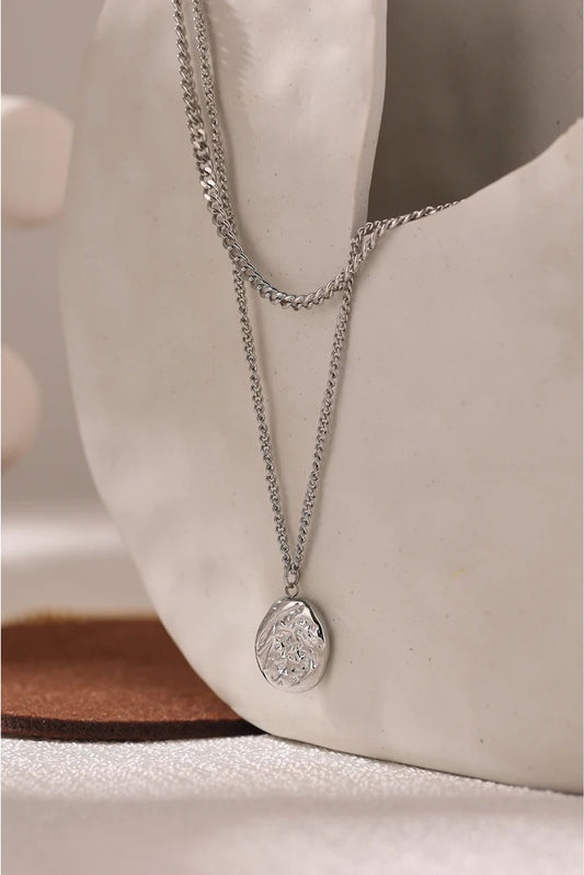 Layered metal texture abstract statement pendant - product image