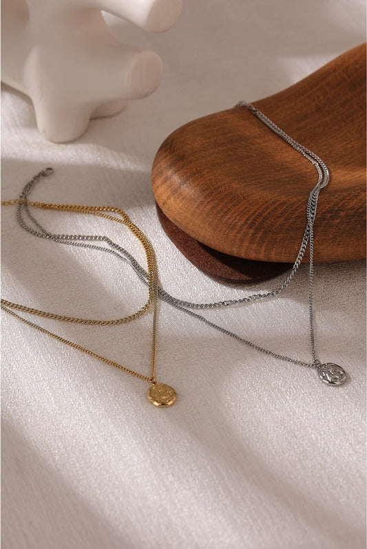 Layered metal texture abstract statement pendant - product image