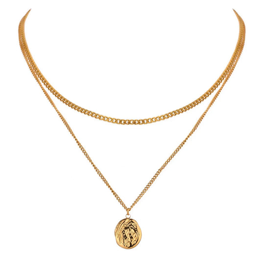 Layered metal texture abstract statement pendant - product image
