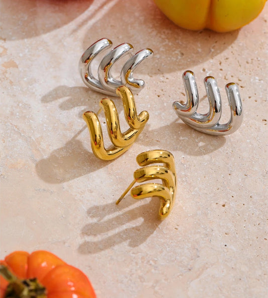 Layered minimalist hoop daily wear earrings - product image