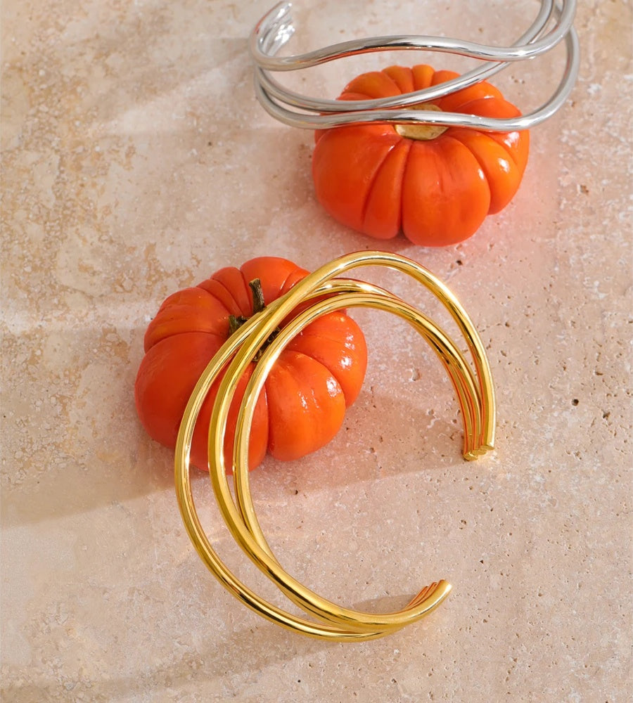 Layered open minimalist wrist bangle bracelet - product image