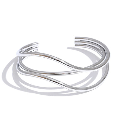 Layered open minimalist wrist bangle bracelet - product image
