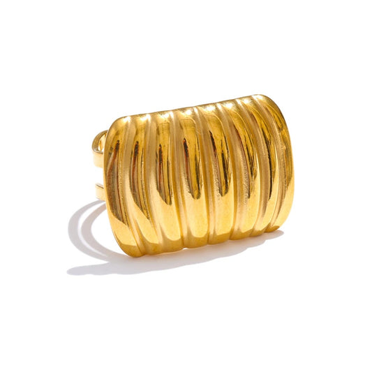 Layered rectangle open adjustable ring - product image