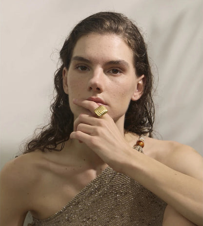 Layered rectangle open adjustable ring - product image