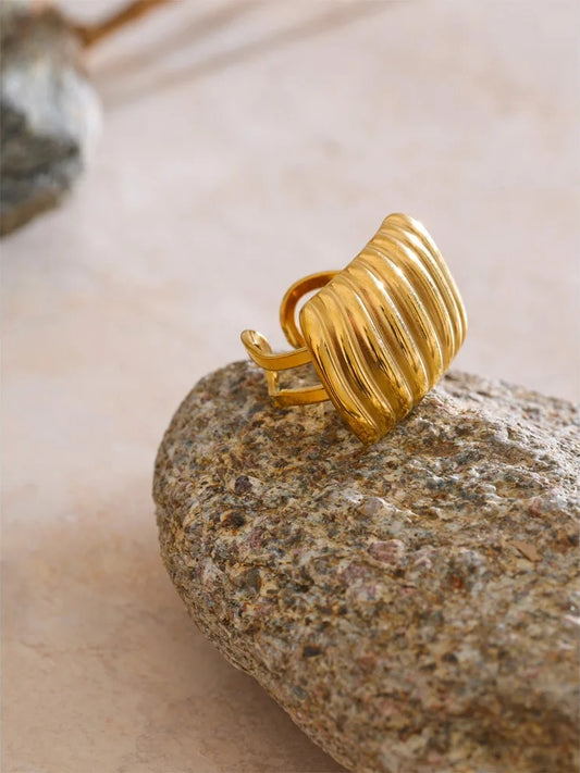 Layered rectangle open adjustable ring - product image