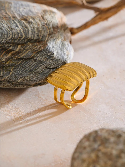 Layered rectangle open adjustable ring - product image