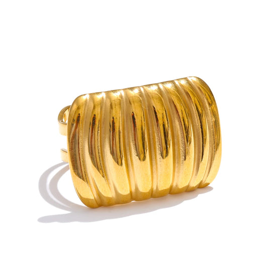 Layered rectangle open adjustable ring - product image