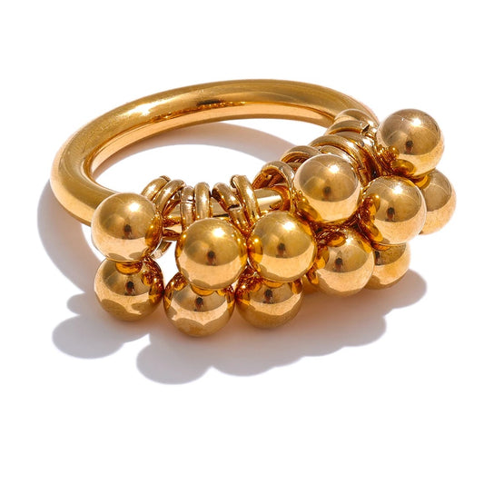 Layered round beads texture party finger ring - product image