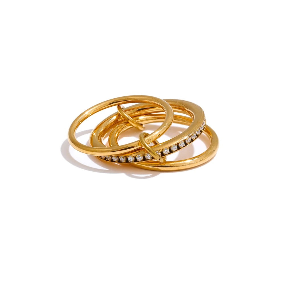 Layered round stackable bling cubic zirconia ring - product image