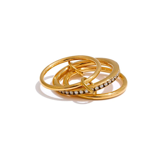 Layered round stackable bling cubic zirconia ring - product image