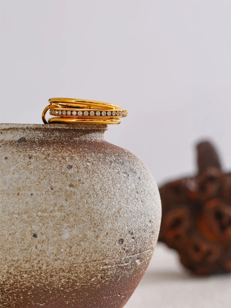 Layered round stackable bling cubic zirconia ring - product image