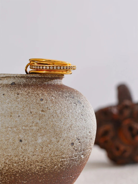 Layered round stackable bling cubic zirconia ring - product image