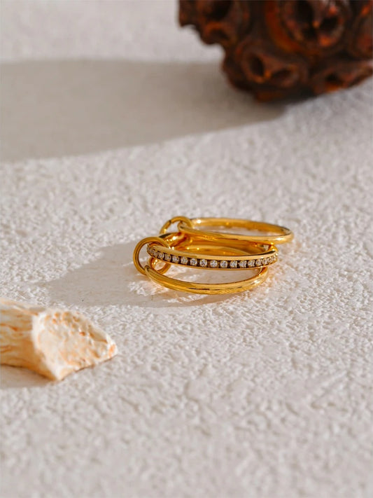 Layered round stackable bling cubic zirconia ring - product image