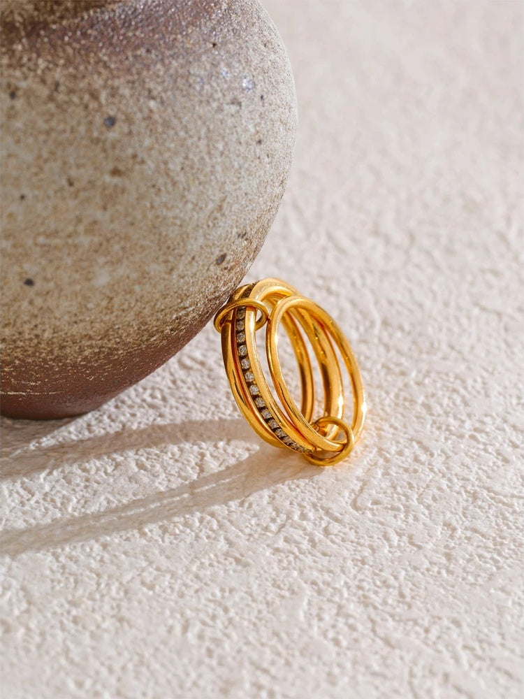 Layered round stackable bling cubic zirconia ring - product image