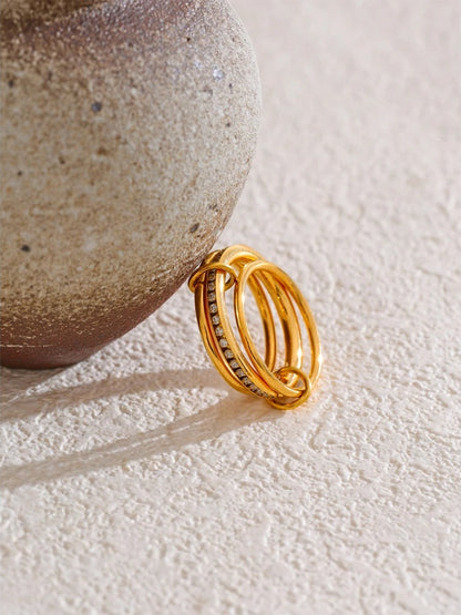 Layered round stackable bling cubic zirconia ring - product image