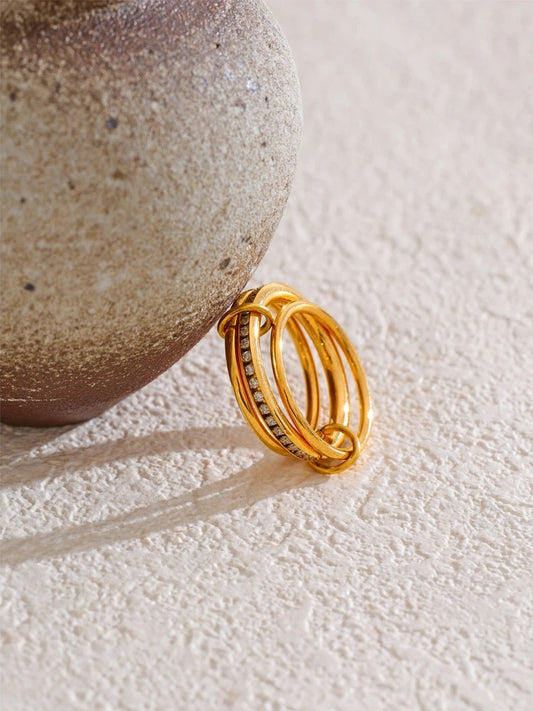 Layered round stackable bling cubic zirconia ring - product image