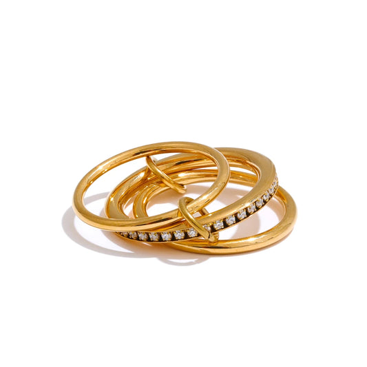 Layered round stackable bling cubic zirconia ring - product image