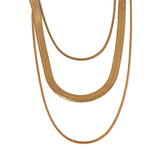 Layered snake chain stacking pendant necklace - product image