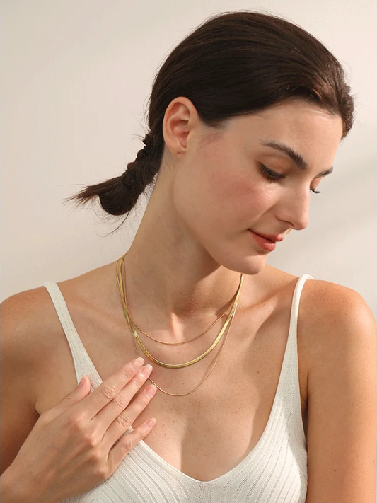 Layered snake chain stacking pendant necklace - product image