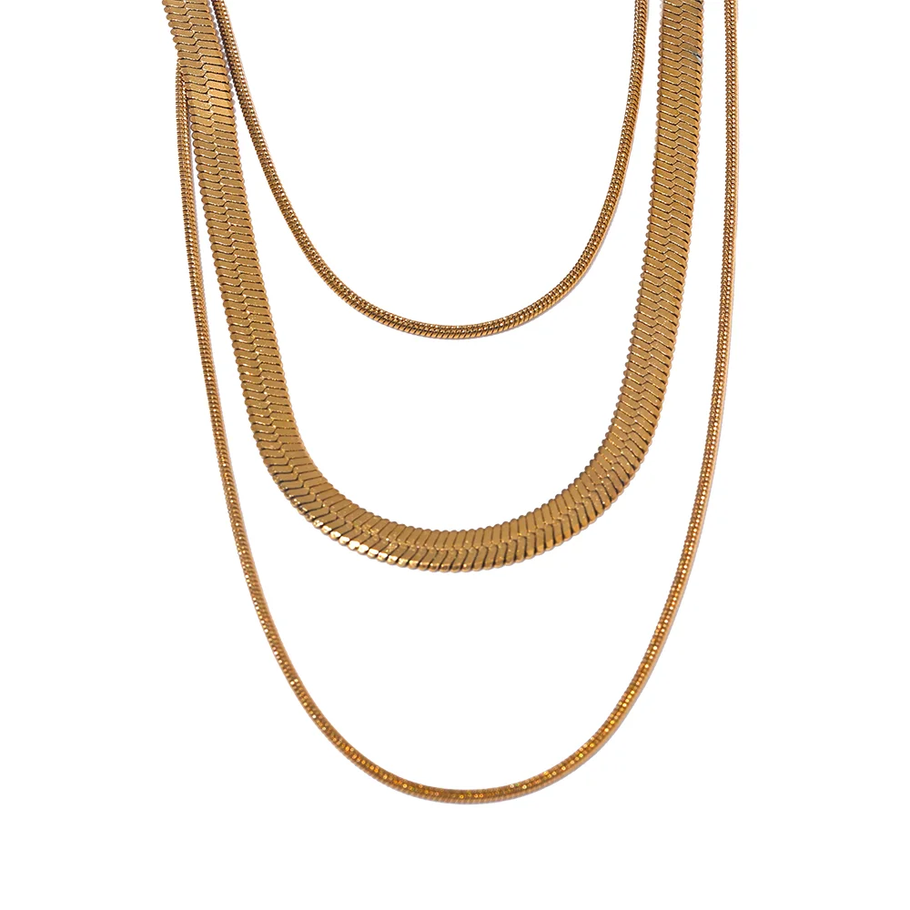 Layered snake chain stacking pendant necklace - product image