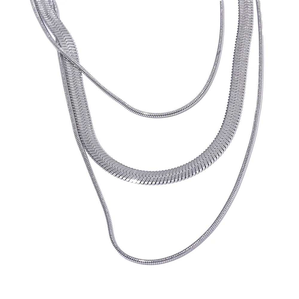 Layered snake chain stacking pendant necklace - product image