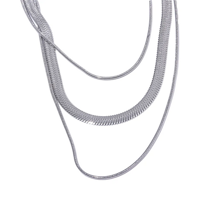 Layered snake chain stacking pendant necklace - product image