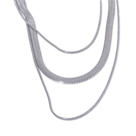 Layered snake chain stacking pendant necklace - product image