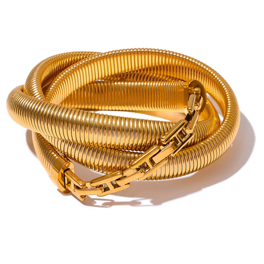 Layered thick elastic abstract bangle bracelet - product image
