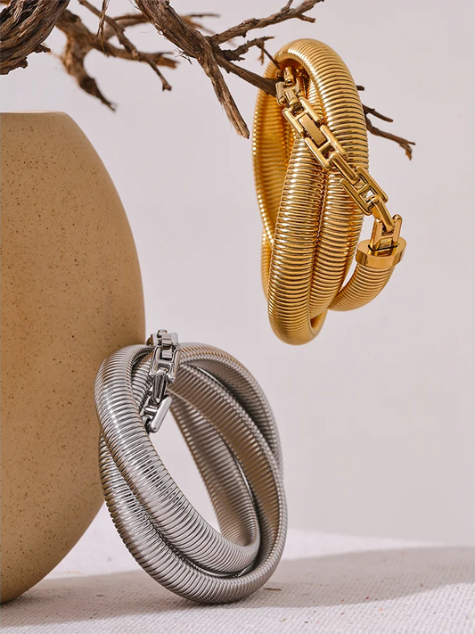 Layered thick elastic abstract bangle bracelet - product image