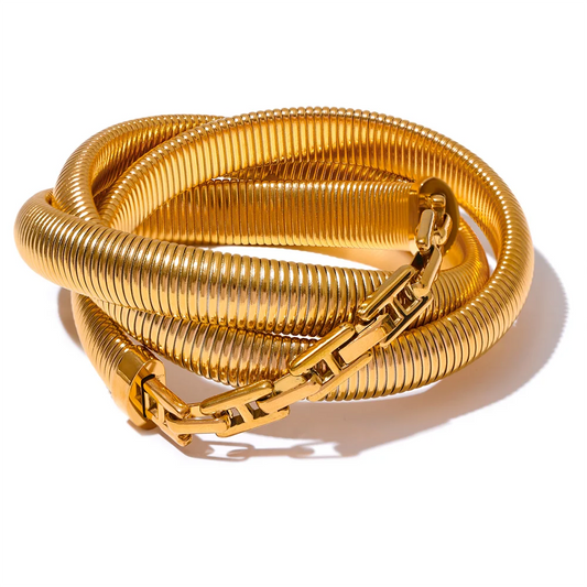 Layered thick elastic abstract bangle bracelet - product image