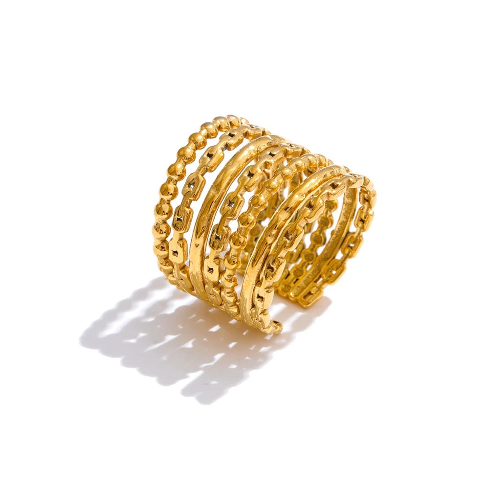 Layered wide modern adjustable finger ring - product image