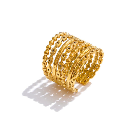Layered wide modern adjustable finger ring - product image