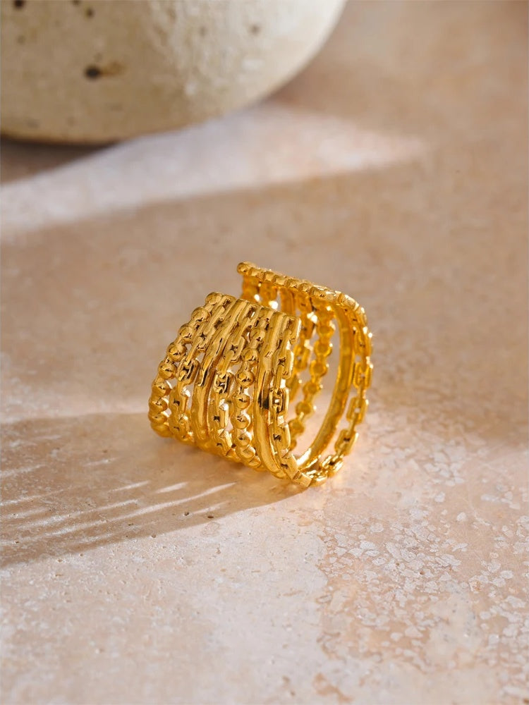 Layered wide modern adjustable finger ring - product image