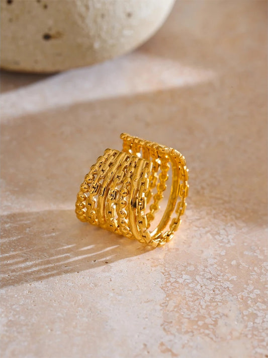 Layered wide modern adjustable finger ring - product image