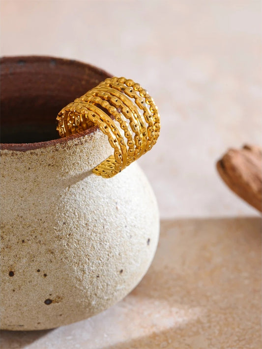 Layered wide modern adjustable finger ring - product image