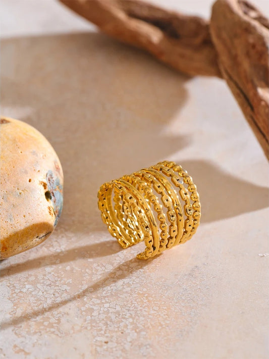 Layered wide modern adjustable finger ring - product image