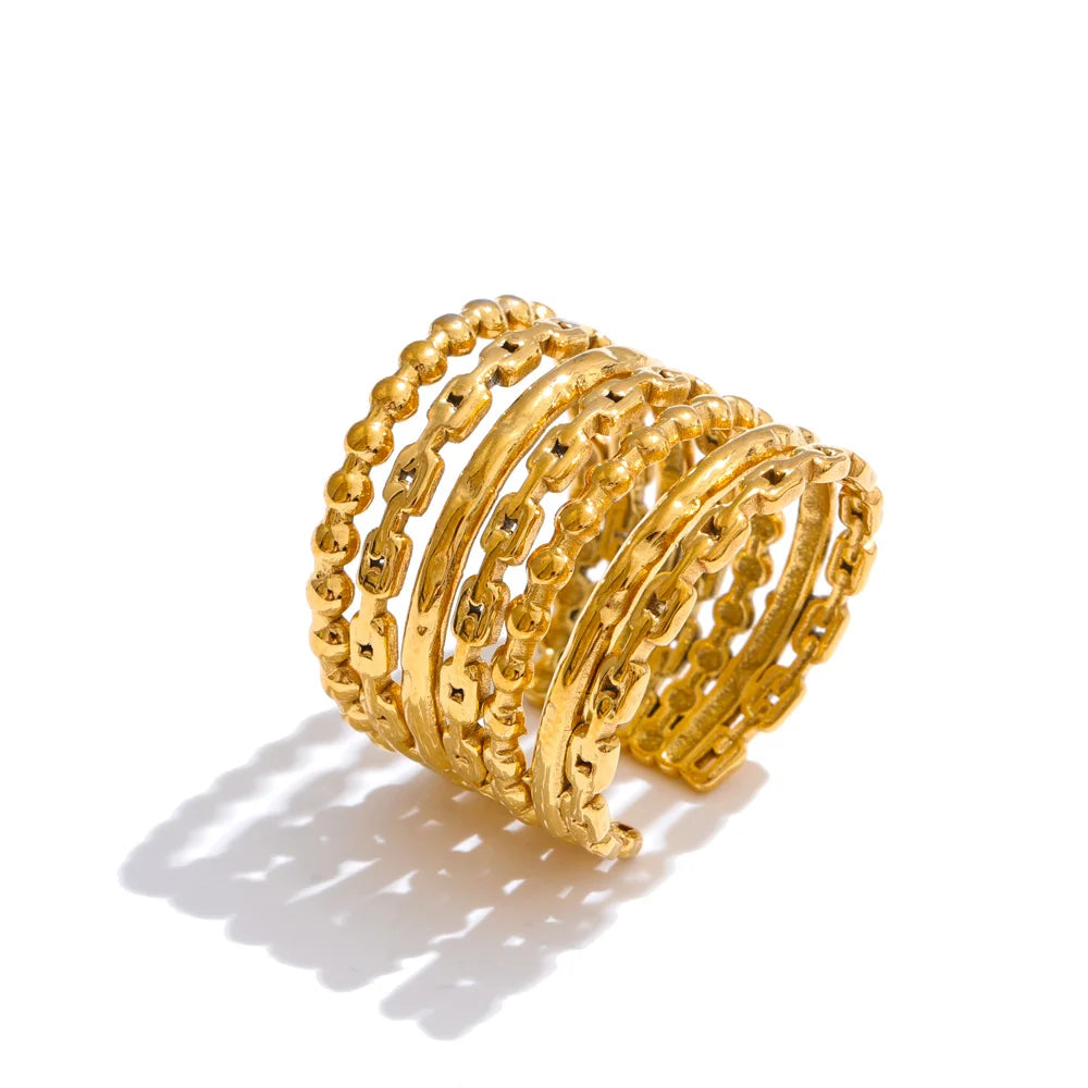 Layered wide modern adjustable finger ring - product image