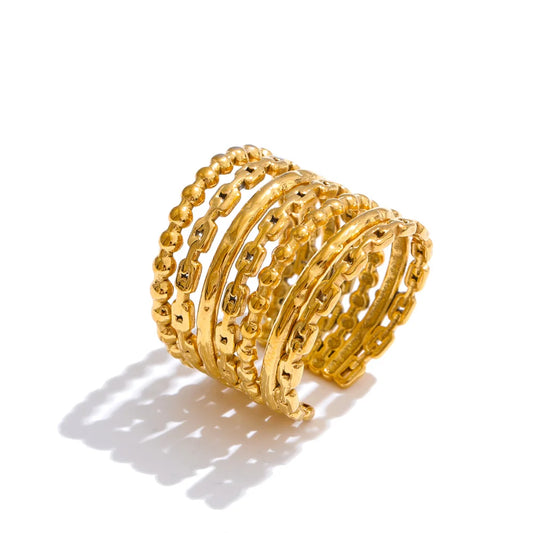 Layered wide modern adjustable finger ring - product image