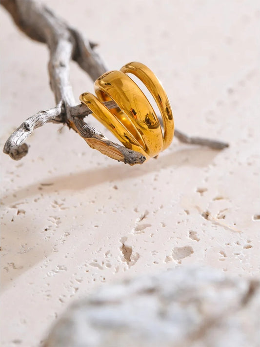 Layered wide modern adjustable ring - product image